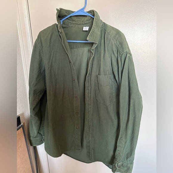 Olive green corduroy long sleeve button down - Picture 1 of 2